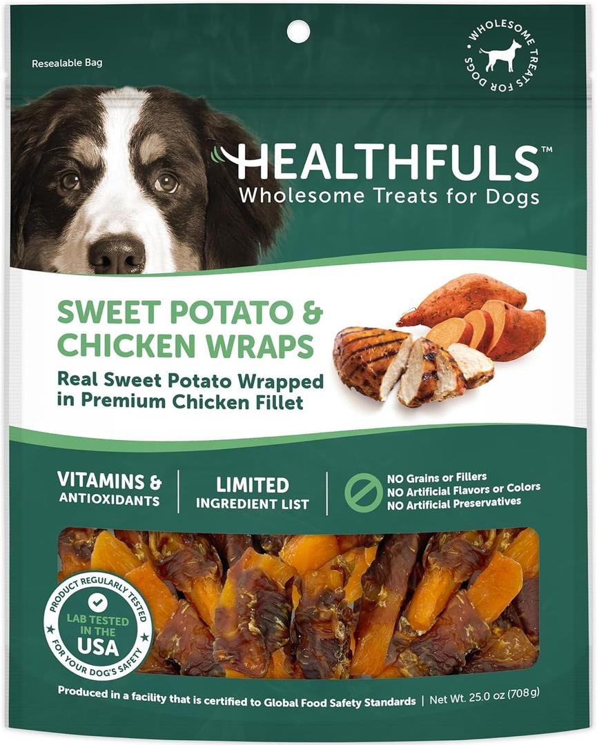 Healthfuls Chicken Wrapped Sweet Potato Dog Treats, 16oz (EXP 02/04/28)