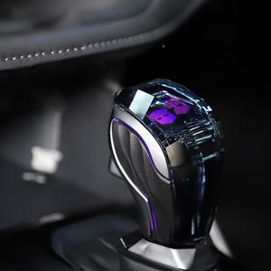 Touch Activated Color Changing LED Crystal Automatic Shift Knob with Lock Button for Automatic Gear Shift Knobs with Button Shifter Head Universal Custom Gear Shift knob