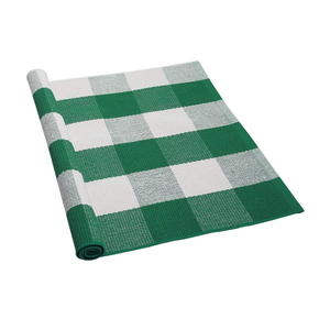 Buffalo Check Rug,Plaid Outdoor Rug,Layered Door Mat,Cotton Gingham Rugs,Floor Mat for Front Porch/Runner/Bedroom/Kitchen/Farmhouse, Size 70*110 cm, Green & White