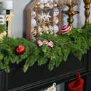 6FT 1Pack Real Touch Christmas Norfolk Pine Garland, Artificial Christmas Garland with Lights, Faux Greenery Garland for Fireplace Mantle Table Wall Stair Indoor Outdoor Holiday Xmas Decor