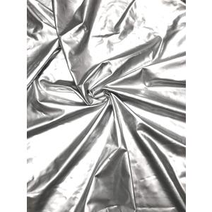 Polyester Spandex Shiny Silver Faux Vinyl 2 Ways Stretch Fabric