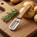 2pcs Stainless Steel Vegetable Peeler with Wooden Handle, Sharp Fruit Peeler for Kitchen, Multifunctional Potato Peeler with Can Opener, Ergonomic Non-Slip Grip for Home Cooking, Restaurant, Camping