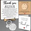 3 x Thank You Gifts for Coworkers, Teacher, Boss, Nurse, Employee, Pastor | Appreciation Gifts for Going Away, Retirement, Thanksgiving Desk Decor with Plaque, Pocket Hug, Keychain, Card FF751, 4.7"x4.7"