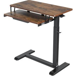 ETHU Overbed Table with Wheels, Upgrade Medical Table with Drawer, Hospital Bed Table, Workstation Desk, Adjustable Overbed Bedside Rolling Laptop Desk(Walnut), 30.31 inches x 15.74 inches x 28.7 inches