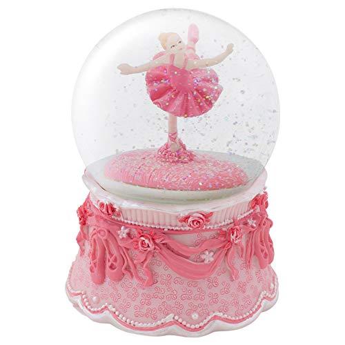 Elanze Designs Ballerina Arabesque Pose Rotating Tabletop Dresser Nightstand Figurine Decoration 100MM Sturdy Glitter Water Wind Up Musical Snow Globe Plays Tune Swan Lake