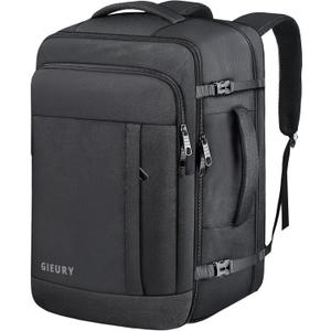 Gieury Carry On Backpack, 50L Travel Backpack, Luggage Backpack TSA Flight Approved Laptop Backpack for Men & Women, Large Expandable 40L Daypack Lightweight Business Weekender Bag, Black