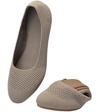 poemlady Women’s Ballet Flat Shoes Dress Shoes Knit Round Toe Slip On Ballerina Walking Flats Shoes for Woman Low Wedge Casual, 9