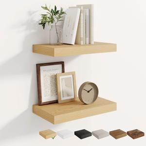 Dreamland 30 Inches Wall Mounted Wood Floating Shelves, Oak, 2 Pack