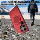 for Samsung Galaxy S24 Ultra Case with 360Rotatable Invisible Magnetic Stand Ring[Compatible with MagSafe] [1*Screen Protector] for S24 Ultra Phone Case Military-Grade Shockproof Slim Red