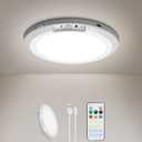 HLCZLUZ Rechargeable Motion Sensor Ceiling Light Indoor Outdoor w/Remote, 7.08 Inch Battery Operated Flush Mount Ceiling Light 3000K 4000K 6000K 400LM Dimmable for Closet Hallway Laundry Stairs (1)