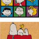 Gertmenian Peanuts Snoopy Coir Doormat - 2x3 Welcome Mat (2-Pack), Ideal for High Traffic Areas in Front Door, Garage, Entryway - House/Peanut Patch, 80003