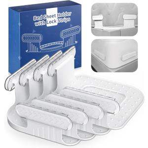 Bed Lock Sheet Holders Fit All Sheet Size, New Upgrade Sheet Straps Keep Sheets Firm & Tight, Bed Fitted Sheet Holder for Corners, Sheet Clips, Mattress Sheet Holder Strap, Sheet Secure Lock Fasteners