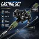 SOUGA Fishing Rod and Baitcaster Reel Combo, 6ft Medium 2-Piece Casting Rod with 6.4:1 Baitcasting Reel Combos, 100m Braided Line, EVA Handle, Jig Heads & Soft Lures for Freshwater Bass Fishing, One Size