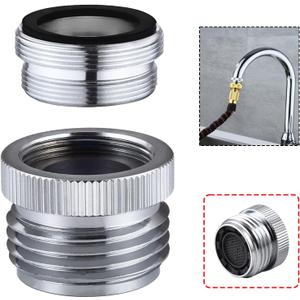 SNUTUYA Faucet Adapter with Aerator, Sink Faucet to Garden Hose Adapter, Faucet Adapter to Garden Hose for Kitchen and Bathroom, hose attachment to sink，3/ 4" GHT Thread Chrome