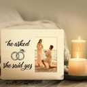 Engagement Gifts for Newly Married Couples, Wedding Picture Frame, He Asked She Said Yes, 4x6 Inch Photo