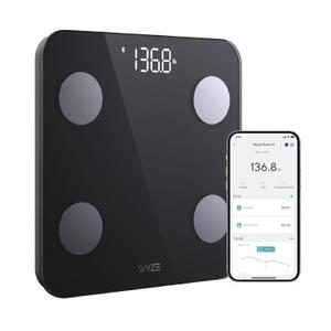 Wyze Scale S, Scale for Body Weight, Digital Bathroom Scale for Body Fat, BMI, Muscle, Heart Rate, Body Composition Analyzer with App, Batteries Included, Bluetooth, 400 lb, Black