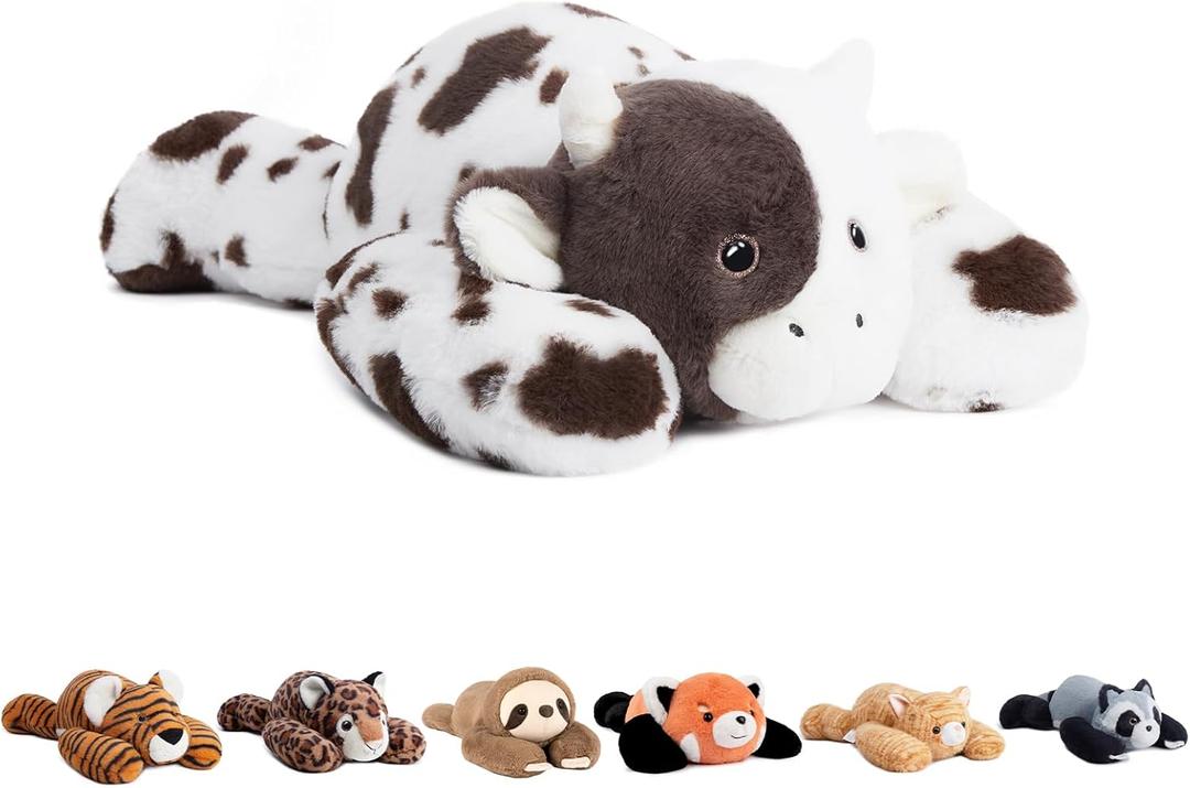 Niuniu Daddy 20" | 3.3 Pound Cow Weighted Stuffed Animals for Kids Adults, Kawaii Cow Weighted Beads for Body Pillow for Hugging, Soft Plush Toy for Gift Birthday Christmas Holiday Easter Presents (White With Brown Spots)