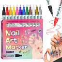 12 Colors Nail Art Pens,Nail Art Markers Polish Pen for 3D Nail Art,Drawing Painting Liner Brush for DIY Nail Art Beauty Adorn Manicure Tools,Long Lasting (1 set)