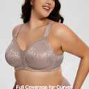 Deyllo Women's Full Coverage Plus Size Comfort Minimizer Bra Wirefree Non Padded Coffee 38B