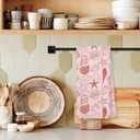 Giosve Pink Beach Kitchen Towels, Pink Starfish Seashell Oyster Coastal Beachy Hand Towels for Bathroom, Preppy Beach Decor Dish Tea Towels for Kitchen, Coastal Bathroom Decor, 16x24 Inch