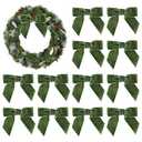 AIMUDI Sage Green Velvet Bows 4.5" for Christmas Tree, Wreaths, Gift Wrapping - Festive Winter Decor, Tree Garland, Swag, Wedding - 12 PCs
