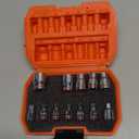 13-Piece E-Torx Socket Set with 6-Point Star Design - E4 to E20 Sizes, 1/4 & 3/8 Drive, Hardened CR-V Steel, Impact Wrench Compatible, Sturdy Molded Case