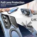 Camera Stand Case for Galaxy S25 Edge, [Compatible with MagSafe][Lens Cover] 2025 Version Military Grade Protective Soft Case for Samsung Galaxy S25 Edge 6.7" Men Women, Red (Blue)