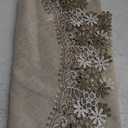 Natural Neutral Earth Tones Beige Floral Lace Round 15 placemats Set of 2 Doily Table Topper Dresser Scarf Place Mats (Set of 1, 33" Round)