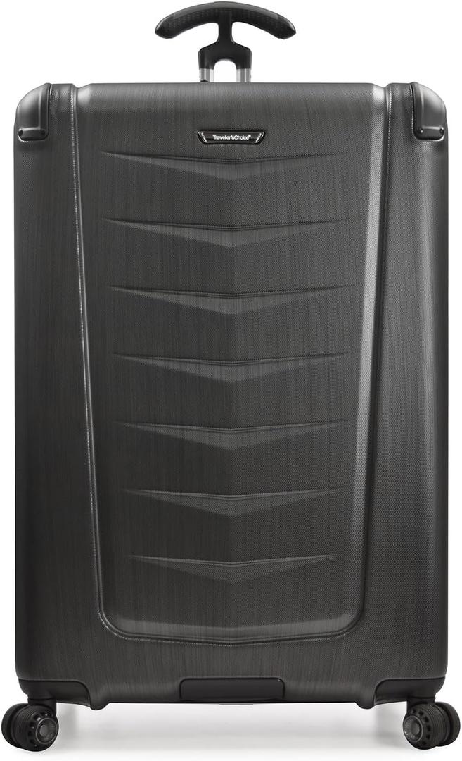 Traveler's Choice Polycarbonate Hardside Expandable Spinner Luggage, 21 Inch, Black 