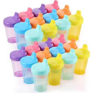 Mifoci 24 Pack 6.7 Oz. Sippy Cups without Stopper for Toddlers 1-3, Non-Spill Training Cups with Lids for Infant Small Baby Reusable Sippy Drinking, Dishwasher Safe, 6 Assorted Color