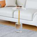 Acrylic End Table, Modern Minimalist Acrylic Side Tables, Clear Side Table for Living Room, Bedroom, Office, Drink Table (12" D x 12" W x 21" H, Gold)