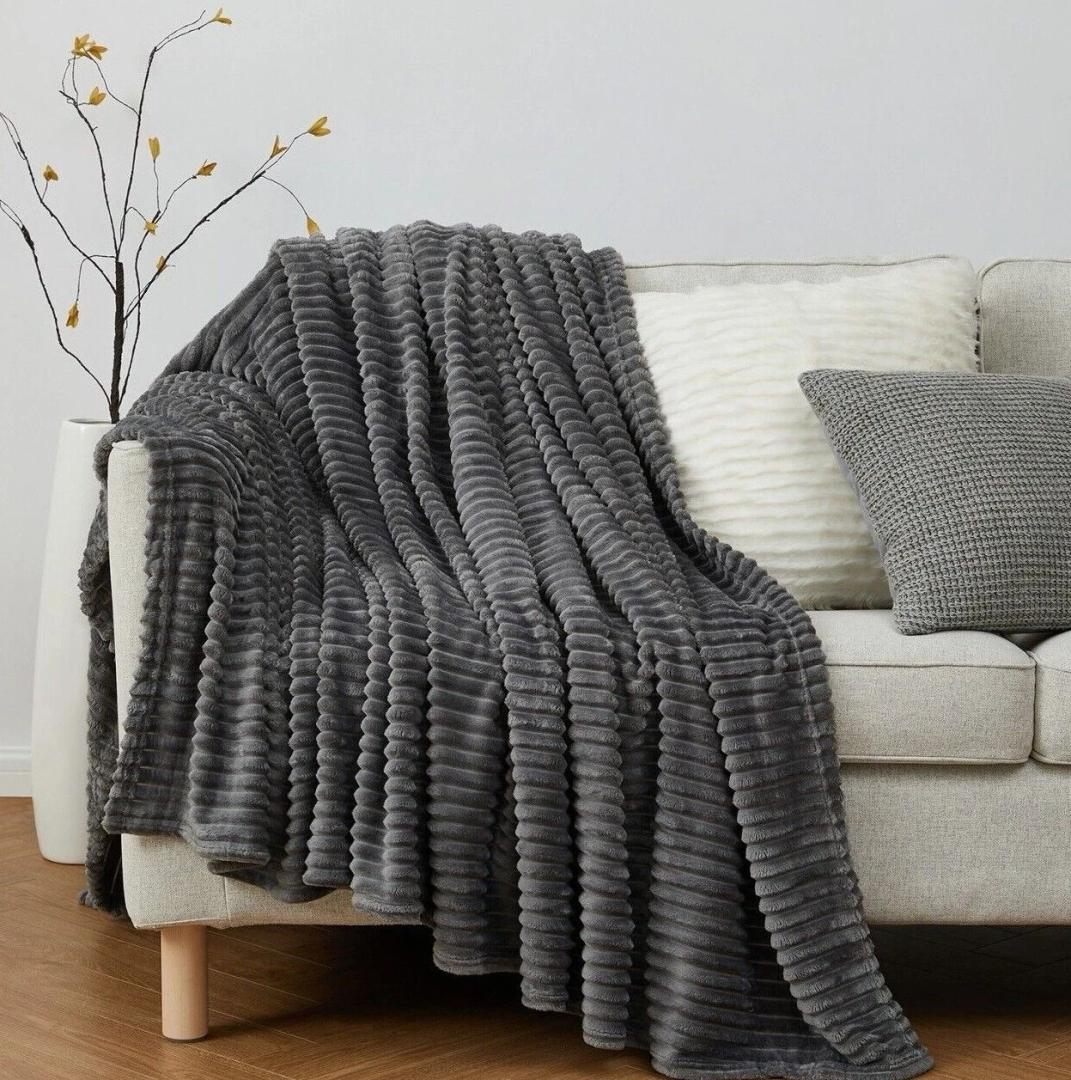 Fleece Throw Blanket for Couch Grey 230" x 260"