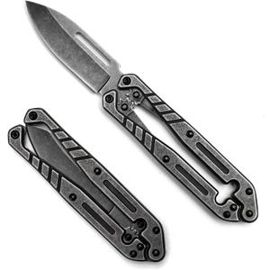 Automatic Utility Knife,All Metal Construction Carbon Stainless Steel Blade,Quick Change Retractable Box Cutter,3.1" Blade Small EDC Knife,Great Gift for Men Grey