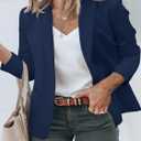 Cicy Bell Women's Plus Size Casual Blazers Lapel Long Sleeve Work Office Suit Jackets Open Front Curvy Blazers (Blue, Size XXL)