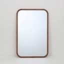 Wooden Mirror with Curved Edges, Brown-A Single Piece of Mirror Encased with Wooden Frame Comes with A Rectangular Frame 18X24"