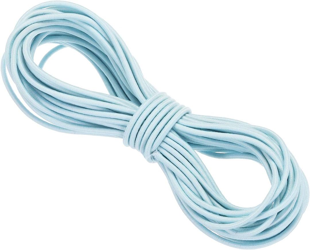 PATIKIL Bungee Cord Elastic Cord Heavy Stretch String Rope 3/32" 11 Yards(2.5mm x 10m) Light Blue for Crafting DIY Sewing Hook Straps Camping Tie Down Strap