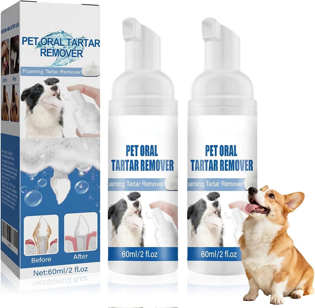 2 x Pet Dental Tartar Remover,Pet Dental Foaming Care Spray,Oral Spray for Dogs Teeth Cleaning,Dog Breath Freshener,Reduce Tartar for Cats and Dogs