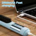 2026 New Go Brush Pro - 3 Temps Portable Cordless Hair Straightener Brush for Travel, Led Digital Display(°C/°F), Cool Air Setting On the Back (Blue)