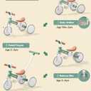LOL-FUN 5 in 1 Toddler Tricycles for 1-3 Year Olds Boys Girls Toy, Baby Balance Bike 1 Year Old Kids Gift with Parent Steering Push Handle