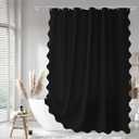 Seasonwood Black Scalloped Shower Curtain 72 x 72 Inches, Aesthetic Shower Curtain Elegant Pretty Shower Curtains Black