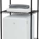 Zvyteay Mini Fridge Shelf Adjustable Height Storage Shelf Metal Storage Rack Mini Fridge and Microwave Stand for Dorm, Kitchen, Office, Black, 2-tier