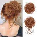 2PC Hair Bun Extension Ponytail Synthetic Updo Hair Piece for Girls Hair Chignon for Daily Wear (12/24) (Copper Red)