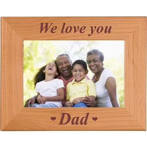 CustomGiftsNow We Love You Dad - Engraved Wood Picture Frame - Fits 4x6 inch Photo