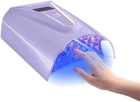 M - Crystal Cure 128W UV Nail Lamp - Fast Curing Nail Light with 45 Powerful 365nm+405nm LEDs - Cordless, Rechargeable, Auto Sensor - UV Light for Gel Nails for Manicures & Pedicures (Violet)