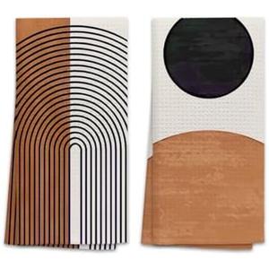 OHSUL Boho Kitchen Towels, Orange Decorative Hand Towels, Bohemian Style Kitchen Bath Decor, Orange Dish Tea Hand Towels for Home Use 16x24 Inch, Set of 2