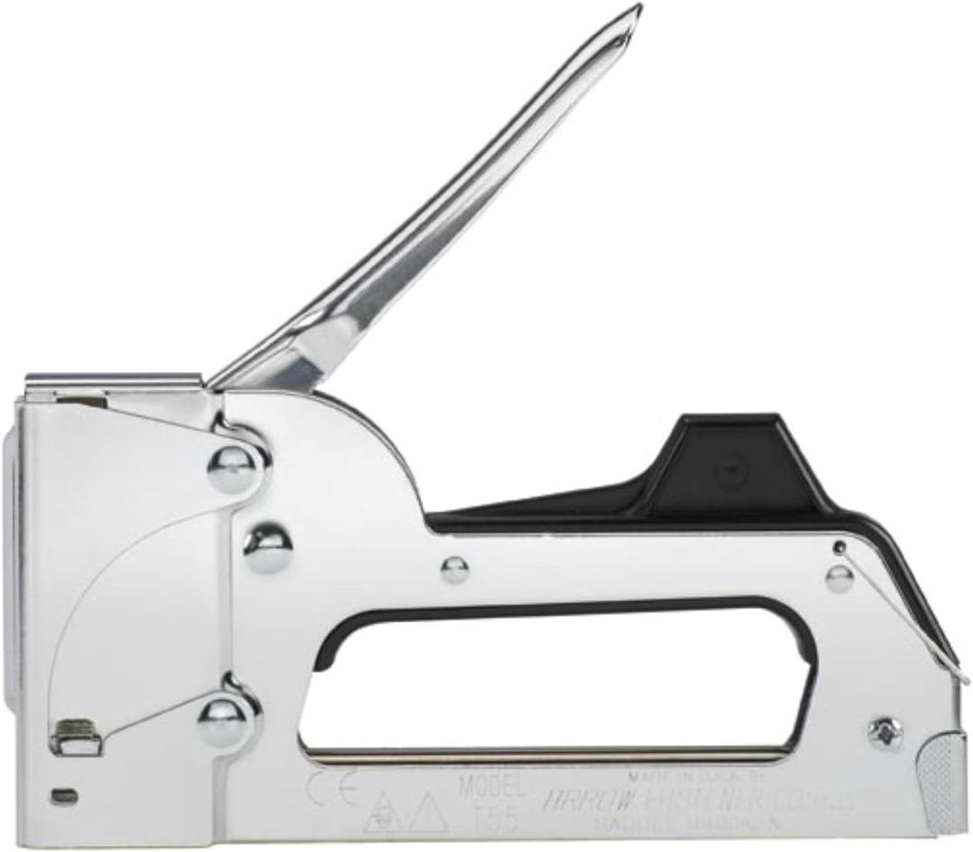 Arrow T55C Heavy Duty Staple Gun for Upholstery, Wood, Crafts, DIY and Professional Uses, All-Chrome Construction, Manual Stapler Uses 1/4, 5/16, 3/8", 1/2", or 9/16 Staples