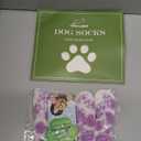 EXPAWLORER Anti Slip Dog Socks to Prevent Licking Paws, Dog Shoes for Hot Pavement, Dog Booties for Small Medium Large Senior Dogs, Traction Control Boots & Paw Protectors for Hardwood Floors (Purple and White)