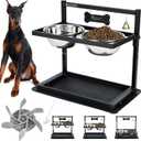 SHAINFUN Elevated Dog Bowls - Slow Feeder, Raised Stand with Two 1700ML Stainless Steel Bowls, Spill Proof Mat for Large & Medium Dogs