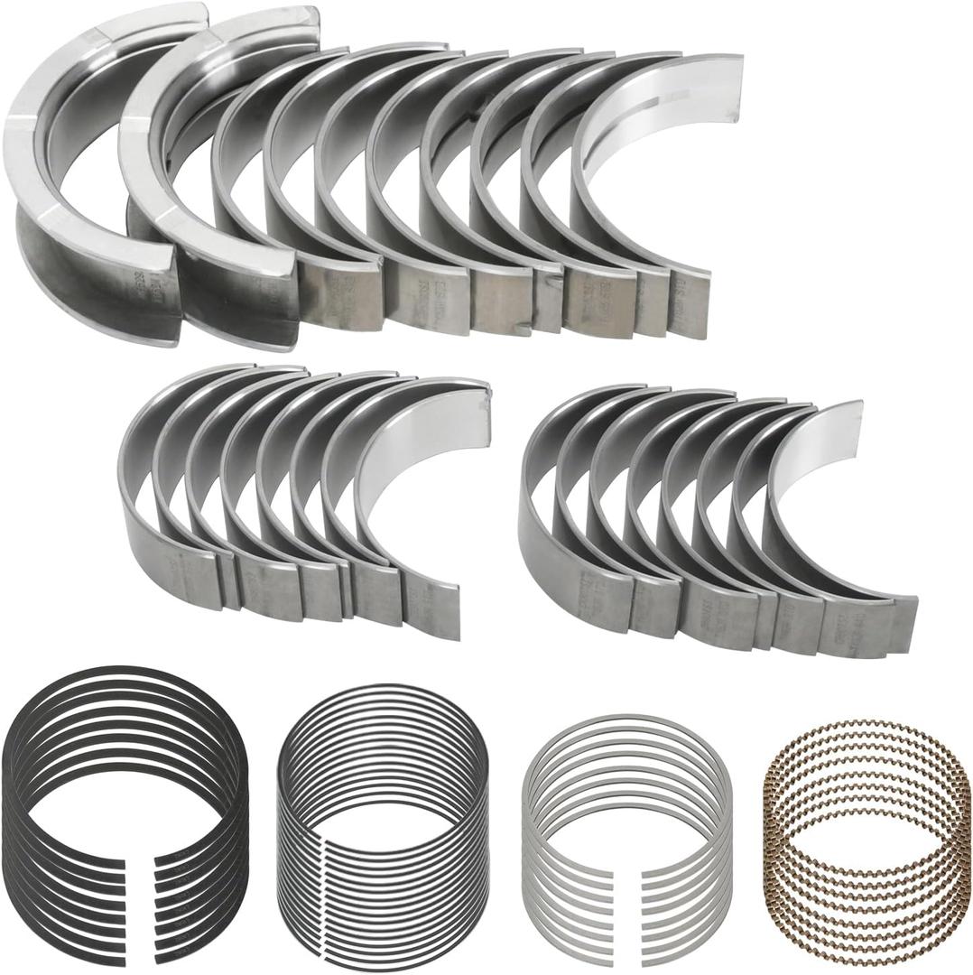 STD Main & Rod Bearing with Piston Rings Compatible with Chevy GM LS Gen III IV 4.8L 5.3L - LM7 LR4 L59 LS4 LY2 L20 LY5 LMG LMF LH6 LC9 L33 V8 1999-2016 Replace 2M4978 MS2199P CB663 41859CP