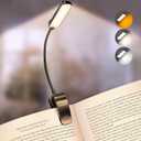 Glocusent 13 LEDs Book Lights for Reading at Night, 120 Hrs Runtime Rechargeable Reading Light, Eye Caring 3 Colors & 5 Stepless Dimming Brightness 3–60LM, Flexible Clip on Light for Book Lovers Kids